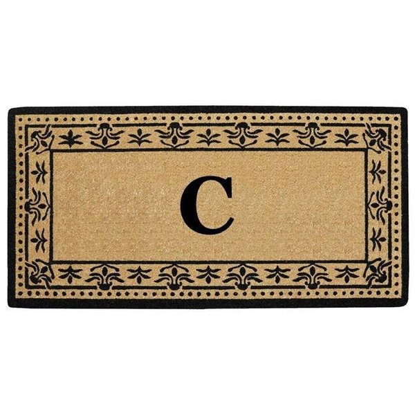 Nedia Home Nedia Home O2193C 22 x 36 in. Corinthian Heavy Duty Coir Door Mat; Monogrammed C - Black O2193C